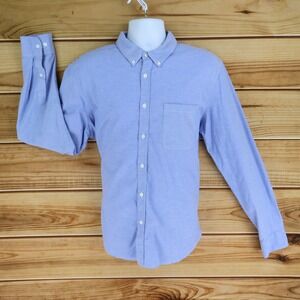 Falls Creek Shirt Casual Button Down Collar Mens L Blue Cotton Blend Long Sleeve
